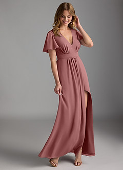 Azazie Zaniah Bridesmaid Dresses Desert Rose A-Line Chiffon Dress image6