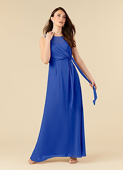 Azazie Marchioness Mother of the Bride Dresses Royal Blue A-Line Scoop Pleated Chiffon Dress image1