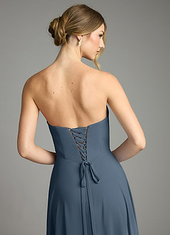 Azazie Ayla Abiti da Damigella Abito A-Line in Chiffon Scollo a Cuore Blu Nettuno image11