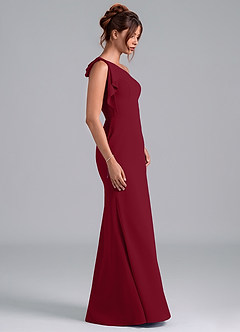 Azazie Rinna Bridesmaid Dresses Burgundy Mermaid One Shoulder Chiffon Dress image5