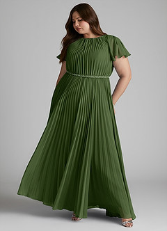 Azazie Kara Modest Bridesmaid Dresses A-Line Pleated Chiffon Floor-Length Dress image12