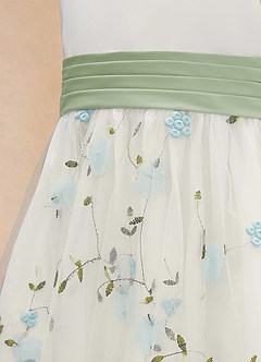 Azazie Pollie Flower Girl Dresses Sky Blue Dusty Sage A-Line Bow Tulle Dress image14