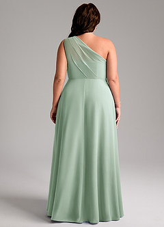Azazie Phaedra Bridesmaid Dresses Agave A-Line One Shoulder Chiffon Dress image10