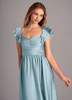 Azazie Anaya Bridesmaid Dresses Moody Blue A-Line Sweetheart Neckline Stretch Satin Convertible Dress image6