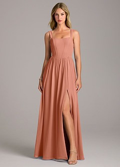 Azazie Rosaline Bridesmaid Dresses MAI TAI A-Line Side Slit Chiffon Dress image4