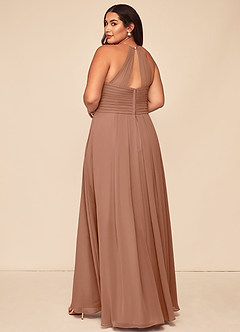 Azazie Ginger Bridesmaid Dresses Bronzer A-Line Halter Pleated Chiffon Dress image11