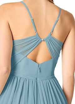 Azazie Cora Bridesmaid Dresses Moody Blue A-Line Pleated Chiffon Dress image3