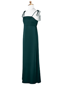 Azazie Violeta Junior Robe Trapèze en Satin extensible Arc Vert Pin image7