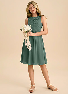 Azazie Skyla Junior Jurk van Chiffon met A-Lijn Geplooid Zeemos image5