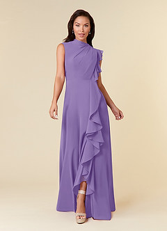 Azazie Narine Kleider für die Brautmutter A-Linie Hoher Halsausschnitt Gefaltet Chiffon Kleid Tahiti image3