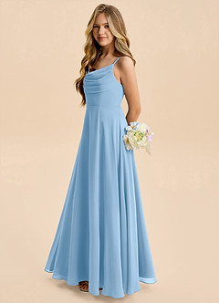 Azazie Gia Junior Powder Blue A-Line Pleated Chiffon Dress image1