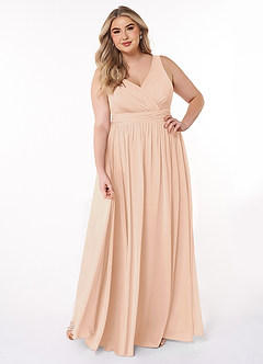 Azazie Kora Abiti da Damigella Abito A-Line in Chiffon Plissettato Rosa Inglese image8