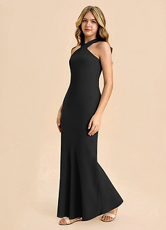 Azazie Doretta Junior Vestido de Negro de Gasa de Corte Recto con Plisado image4