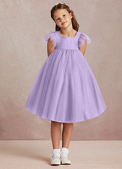 Azazie Kalio Flower Girl Dresses Lilac A-Line with Sleeves Tulle Dress image2