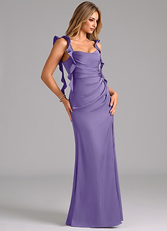 Azazie Jessamine Bridesmaid Dresses Tahiti Sheath Corset Stretch Satin Dress image4