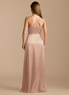 Azazie Trina Bridesmaid Dresses English Rose A-Line One Shoulder Metallic Satin Dress image9