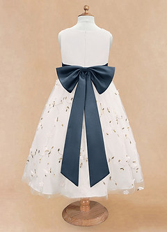 Azazie Pollie Flower Girl Dresses Ivory Neptune A-Line Bow Tulle Dress image12