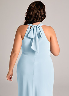 Azazie Doretta Abiti da Damigella Abito Sirena in Chiffon Plissettato Azzurro image12