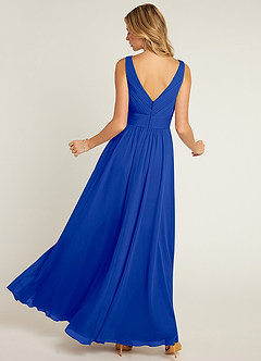 Azazie Pierrette Bridesmaid Dresses Royal Blue A-Line Pleated Chiffon Dress image2