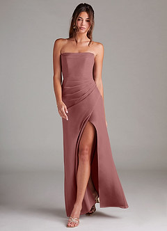 Azazie Leonis Bridesmaid Dresses Desert Rose Sheath Strapless Chiffon Convertible Dress image7