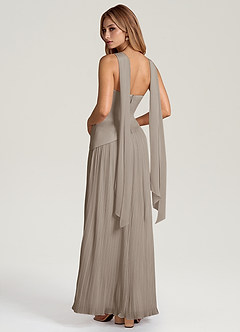 Azazie Tierney Jurken voor bruidsmeisjes Converteerbaar Jurk van Chiffon met A-Lijn Strapless Taupe image4
