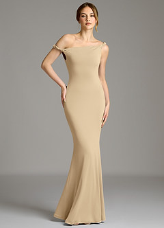 Azazie Shantal Brudtärnklänningar Klänning av Sjöjungfru i Premium stretchjersey Off the shoulder Champagne image1
