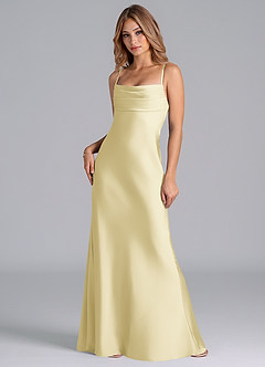Azazie Seema Bridesmaid Dresses Lemon Sorbet Mermaid Corset Stretch Satin Dress image3