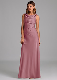 Azazie Nerine Morsiusneito Mekot A-linja Pliseerattu Joustava satiini Lattian pituus Pukeutua image1