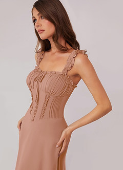 Barbie ♥ Azazie Bridesmaid Dresses Champagne Rose A-Line Sweetheart Neckline Chiffon Dress image5