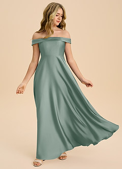 Azazie Sissy Junior Klänning av A-Line i Stretch Satin Off the shoulder image5