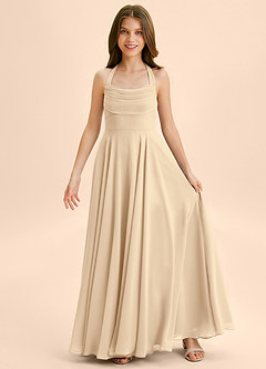 Azazie Kady Junior Champagne A-Line Sweetheart Neckline Chiffon Dress image3