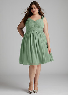 Azazie Angie Bridesmaid Dresses Matcha A-Line Corset Chiffon Dress image11