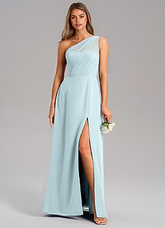 Azazie Phaedra Bridesmaid Dresses Mist A-Line One Shoulder Chiffon Dress image1