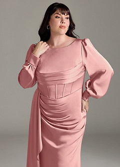 Azazie Raye Robes de demoiselle d'honneur Robe Sirène en Satin extensible Manche longue Rosette image11
