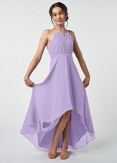 Azazie Oaklynn Junior Lilac A-Line Pleated Chiffon Dress image2
