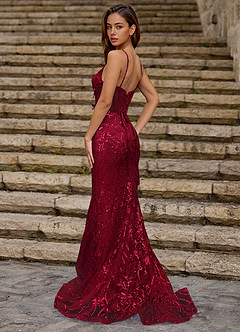 Blazing Burgundy Glitter Prom Dress image3