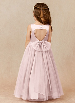 Azazie Muni Flower Girl Dresses Blushing Pink A-Line Bow Tulle Dress image1
