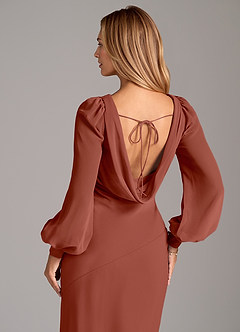 Azazie Rylina Bridesmaid Dresses Auburn Mermaid Long Sleeve Chiffon Dress image2