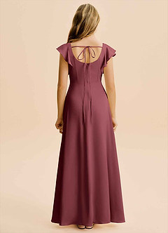 Azazie Bondi Junior Merlot A-Line Side Slit Stretch Satin Dress image2