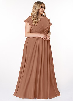 Azazie Daphne Modest Bridesmaid Dresses A-Line Ruffled Chiffon Floor-Length Dress image8
