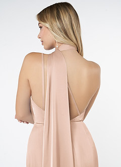 Azazie Kaylani Abiti da Damigella Abito Sirena in Raso Elasticizzato Collo Alto Rosa Rossore image6