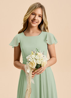 Azazie Cady Junior Dusty Sage A-Line Pleated Chiffon Dress image8