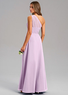 Azazie Phaedra Jurken voor bruidsmeisjes Jurk van Chiffon met A-Lijn One-Shoulder Frosted Lila image7