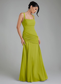Azazie Toya At-home Try On Dresses Dusty Sage A-Line Corset Chiffon Dress image5