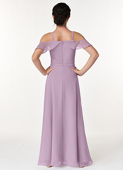 Azazie Dakota Junior Vestido Glicínia de Chiffon de Linha A com Fora do ombro image2