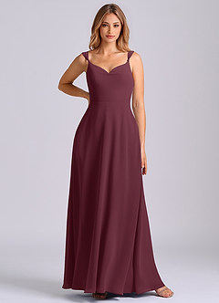 Azazie Beatrice Robes de demoiselle d'honneur Robe Trapèze en Mousseline de soie Encolure en Forme de Cœur Cabernet image3