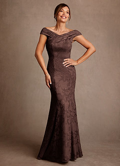 Azazie Aberdeen vestidos de madre de la novia Vestido de Ganache de Devorado Floral de Corte Recto con Plisado image1