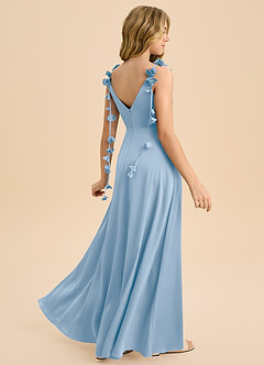 Azazie Gumdrop Junior Powder Blue Empire Pleated Stretch Satin Dress image1