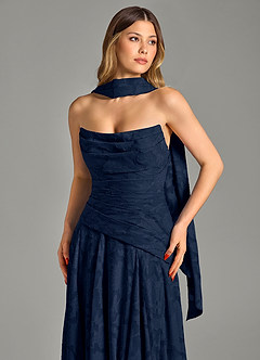 Azazie Gabriela Bridesmaid Dresses Dark Navy A-Line Strapless Floral Burnout Dress image8