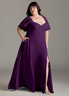 Azazie Chloe Bridesmaid Dresses Grape A-Line Sweetheart Neckline Chiffon Dress image10